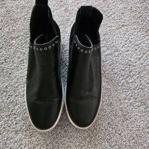 Chelsea & Violet Black High-Top Slip-On Sneakers with Silver Eyelets